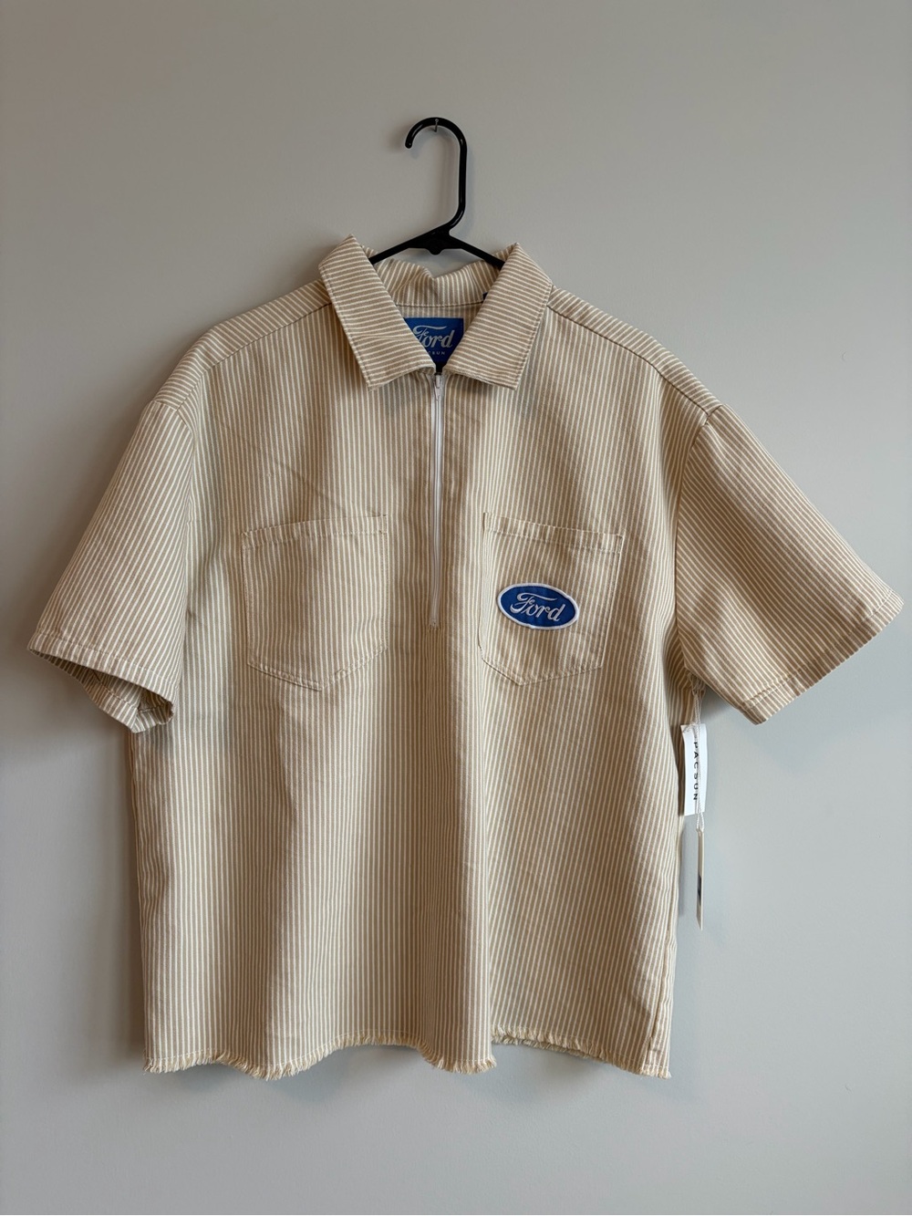 PacSun Pinstripe Short-Sleeve Zip Polo men’s Medium